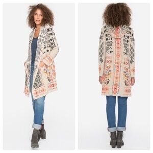 Johnny Was Tro Patchwork Hoodie Cardigan Sweater Truff Size Medium